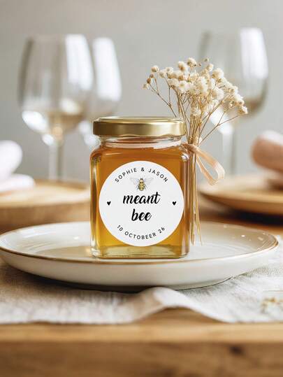 240pcs New Personalized "Bee Theme" Honey Label Stickers, Honey Jar Wedding Labels With Names, Customized Honey Candy Labels, Transparent Small Honey Jar Thank You Labels, Suitable For Room Decor, Bathroom Decor, Halloween Decor, Kitchen Decor, Children's Birthday Decor, Party Decor, Creative Customized Product