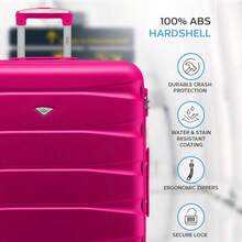 Flight Knight Hard Shell ABS Medium, Large Check-In And Carry On Suitcases - SAFIR - Pink - 55x35x20cm - View 3