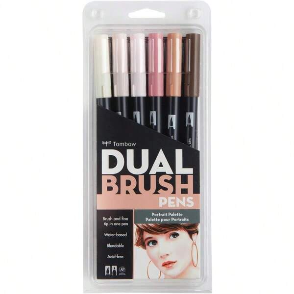 Tombow Dual Brush Pen Art Markers Portrait 6Pack DBP656165