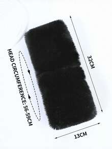 1Pc Women Faux Fur Headband Solid Black Fuzzy Headband Fleece Earmuff Empty Winter Hat Top Hat - 1Pc - View 10