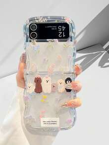 狗狗时尚透明水晶防震保护套，防摔保护透明防黄变手机壳适用于三星 Galaxy Z Flip 7 Flip 6 Flip 5 Flip 4 Flip 3 - 彩色 - 查看 9