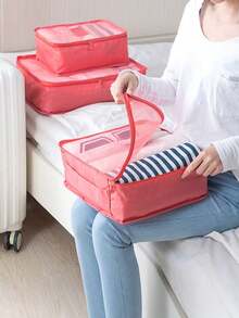 6件套高品质便携式旅行行李收纳袋,包括行李箱收纳袋、衣物收纳袋、可折叠收纳包、鞋袋、内衣袋、旅行必备品、旅行背包、旅行包、行李箱、旅行装备、返校及搬家收纳袋、化妆包等。 - 彩色 - 查看 5