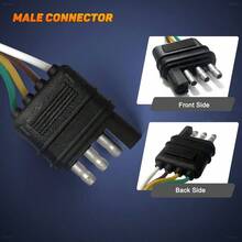 Extensin de de remolque de 4 vas de 4 pines, conector plano de 4 cables con enchufe macho y hembra 18 AWG 59 pulgadas de luz de enganche de remolque extensor de arns de cableado - 59 pulgadas - Ver 3