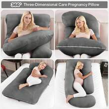Pregnancy Pillow, Maternity Pillow For Pregnant Women 60 Inch, U Shaped Pregnancy Pillows For Sleeping, Full Body Pillow,Pregnant Women Must Have With Removable Cover, Black Velvet - Black - View 5