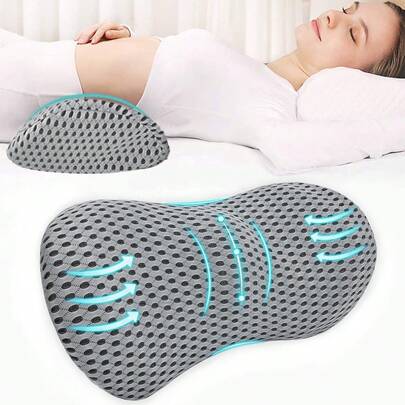 Almohada Lumbar,Cojín Lumbar de Espuma Foam para Aliviar el Dolor de Espalda,Almohada Ergonómica de Soporte para Silla de Oficina y Asiento de Automóvil,Azul