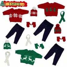 Christmas Doll Outfit Set, Includes Sweater, Hat, Scarf, Pants, Gloves With Christmas Tree, Reindeer, Snowflake Elements, Fits 16-18 Inch Reborn Dolls, Christmas Gift (Doll And Shoes Not Included)