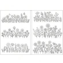 2 feuilles de stabilisateur hydrosoluble pour points de broderie, motifs de broderie stabilisateur hydrosoluble, papier à broder à coller et à coudre, lavable, motifs de fleurs, de fleurs, de marguerites, de papillons, de fleurs, de feuilles, de papillons, de champignons, de livres et de fleurs, idéal pour l'artisanat de couture à la main, fournitures d'artisanat de broderie, broderie lavable