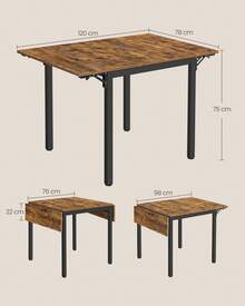 Tavolo da Pranzo Estensibile, Tavolo Pieghevole per 2-4 Persone, Tavolo da Cucina per Piccoli Spazi, Marrone Vintage e Nero Inchiostro - colore granata - Visualizzare 6
