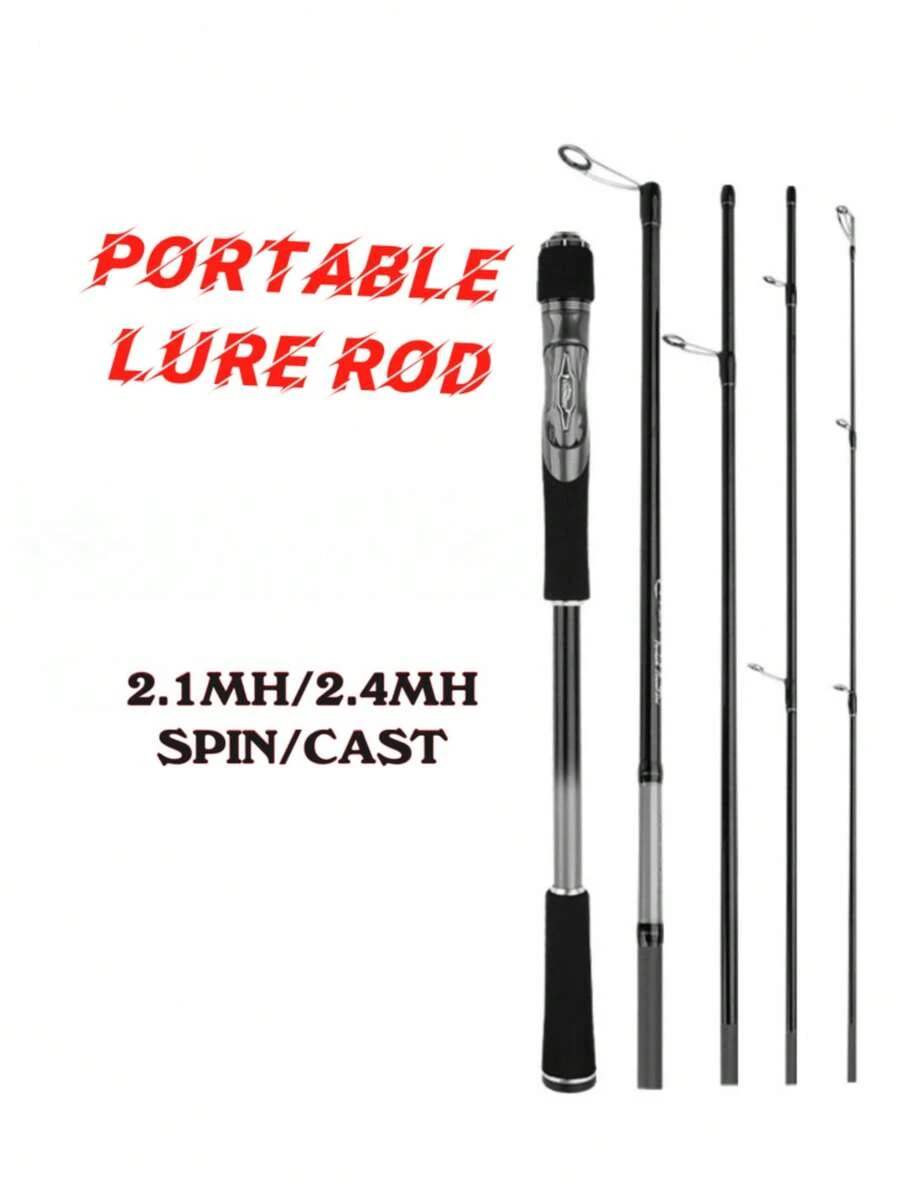 2.1MH 2.4MH Đúc và quay di động 5 đoạn Cần câu du lịch lướt sóng nước mặn Carbon quay Cần câu 12-25lb Trọng lượng mồi 7-35g Thuyền Jigging Trolling Cần câu - màu đen - Xem 1