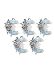 10/20pcs Random Blue Tone Ocean Colored Rhinestone Cross & Heart Shaped Pendant DIY Necklace Bracelet Jewelry Gift For Women