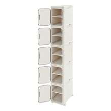 XIANXUS 5-Tier Tall Narrow Storage Cabinet, Slim Storage Cabinet With Wheels, Narrow Organizer For Small Space, Bathroom, Kitchen, Laundry - White - View 7