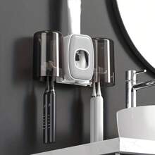 1pc Toothbrush Holder,Bathroom Organizer,Automatic Toothpaste Dispenser With Brush Holder Gargle Cup, Multifunction Toothbrush Holders For Bathrooms, Bathroom Tooth Brush Holder Set, Toothbrush Organizer With Cup, Wall Mounted Shower Room Decor Set Home Bathroom Decor Fall Decor Back To School - Nhiều màu - Xem 9