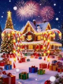 1 Christmas Candy Cane Light, Snowflake/Star Unique Candy Cane Light, Outdoor Camping Christmas Decorative Rattan Light, Lawn, Patio, Garden Christmas Tree Indoor And Outdoor Decor, Christmas Garden, (1 Set Of 5/10 Canes) Toys, Birthday Decorations! Wedding Decorations, Ambient Lights! - Suitable For Camping, Home Decoration, Outdoor Decoration