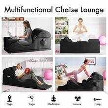 Advwin Convertible Yoga Chair For Adults, Ergonomic Foam Lounge With Lumbar Pillow, Washable Cover, Side Pocket, No Assembly Needed – Great For Exercise, Stretching & Relaxation - 黑色 - 查看 2