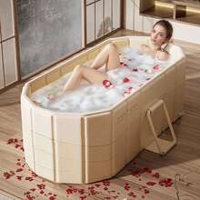 Milky Way Foldable Soaking Bathtub For Adults, Portable Large Size PVC Material Hot Tub With Thermal Insulation, Ideal Home SPA And Relaxation Spa Bath For Comfortable Use - 1.5m Gold With Cover - View 4
