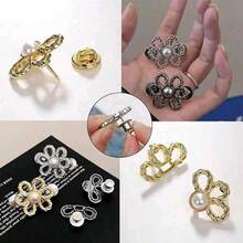 1/2/3/5 件裤腰收紧器，可调节腰带扣套装，用于牛仔裤的额外纽扣，使裤子、牛仔裤、袖子更紧的纽扣调节器（银色）可调节金属纽扣针，适用于牛仔裤和服装，时尚女孩配饰 - 彩色 - 查看 11