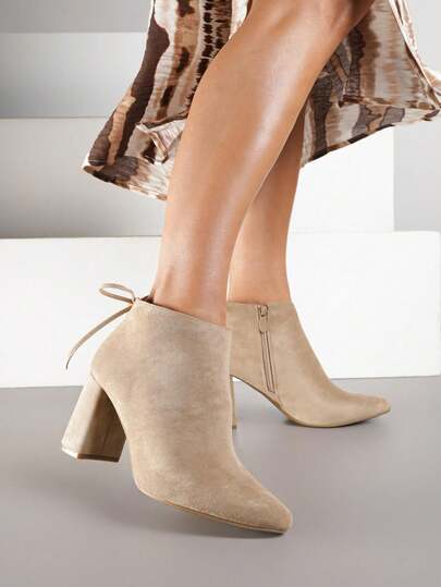 Botas de veludo macio até o tornozelo - Botas femininas casuais de outono/inverno