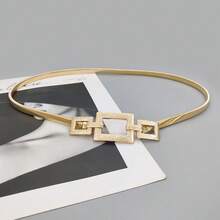 Party 1pc Gold-Color Elastic Metal Waist Chain Belt For Women's Dresses, Coats, Suitable For Daily Use Summer, School Fall, Autumn, Halloween