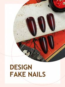 Bộ 24 miếng dán móng tay kiểu Pháp màu đỏ đậm hình hạnh nhân cỡ trung bình, họa tiết mạng nhện phong cách Y2K, màu đỏ tía, vừa vặn hoàn hảo với đầu móng acrylic. Bộ sản phẩm bao gồm một miếng dán gel và một dũa móng. Thích hợp cho phụ nữ và bé gái, một phụ kiện làm móng cho các dịp lễ hội. - Nhiều màu - Xem 3