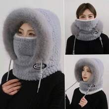 Neue Ankunft, vielseitiges, lässiges Pullover-Mütze für Frauen, Winter Halswärmer Maske integrierte Mütze, Outdoor Windschutz Ohrenschutz, geeignet für Motorrad/Elektrofahrrad fahren, dick gestrickte Beanie
