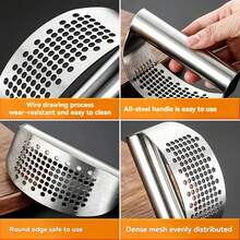 Garlic Press Crusher, Garlic Masher, Stainless Steel Garlic Press, Garlic Chopper, Easy To Clean, Convenient To Carry And Store, Kitchen Gadget, (Suitable All Four Seasons)
