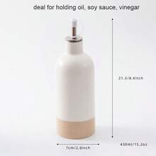 1/2 件陶瓷橄榄油分配瓶，430 毫升/15.2 盎司现代简约风格橄榄油和醋分配瓶，带不锈钢倒油器，适用于储存醋、酱油、咖啡糖浆、液体、乔迁和节日礼物 - 彩色 - 查看 4