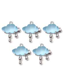 10/20pcs Random Blue Tone Ocean Colored Rhinestone Cross & Heart Shaped Pendant DIY Necklace Bracelet Jewelry Gift For Women