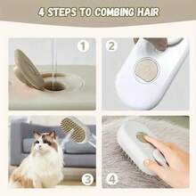 1-Piece Pet Steamer And Massaging Comb, Cat And Dog Fur Cleaning Tool, No Need To Wash Pet Steamer Comb, No Rinse Steam Massage Comb One-Button Brush, USB Charging, Suitable For Cats And Dogs, Daily Care Tool, Portable Hair Beauty Tool. - màu trắng sữa - Xem 5