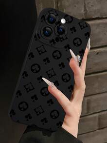 Fashionable Floral Print 2D Pattern Chic Suitable As Gift For Coworkers, Friends, Family, Couples, Birthday, Saudi National Day, Halloween, Christmas, New Year. Matte Black Soft Protective Case Compatible With IPhone 17/16/15/14/13/12/11/Pro/ProMax/X/XR/XS/XSMAX/7/8/PLUS And Models