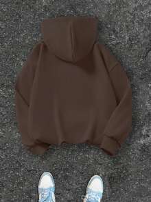 Teen Boy Letter Printed Patterns, Casual Hooded Sweatshirt, Suitable For Autumn And Winter Seasons, Travel, Party And School Matching Suitable For Daily Wear, Graduation, Homecoming, Graduation Ceremony, Teacher, Homecoming, Party, Travel Pullover, Children's Clothes Girls, Girls' Clothes - Brown - View 3