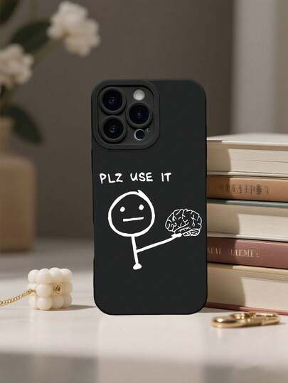 1 pièce Étui de téléphone avec design d'art de ligne abstrait, finition mate noire, compatible avec 17, 17 Air, 17 Pro Max, 16, 15, 11, 12, 13, 14 Pro Max, XR, X/XS, 16E - Un cadeau unique et créatif pour les amis, la famille, les couples