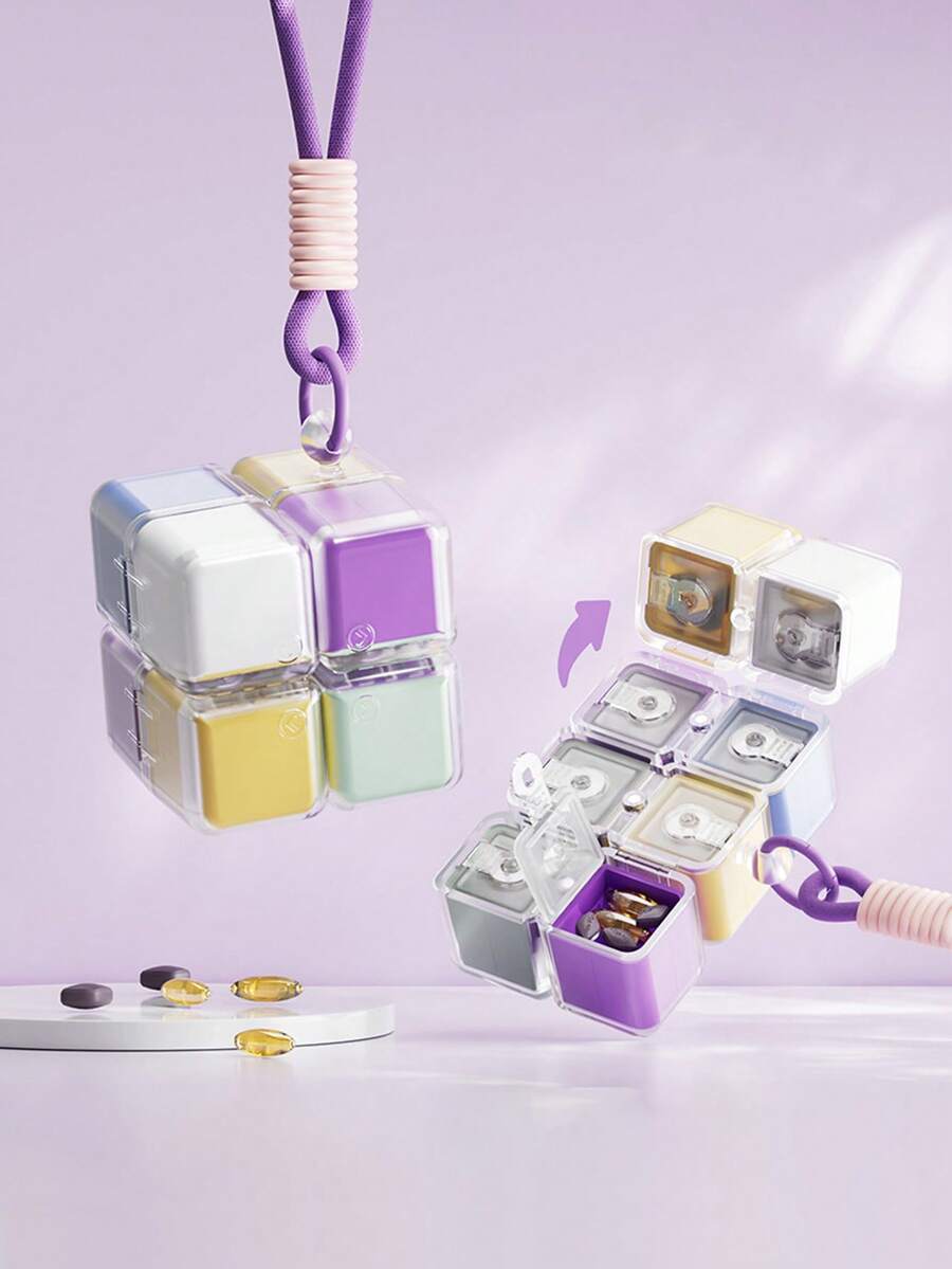 1 Peça Nova Caixa de Medicamentos Magnética com Oito Compartimentos, Caixa de Medicamentos Portátil Selada à Prova de Luz e Umidade de Grande Capacidade, Caixa de Armazenamento de Medicamentos Semanal, Divisor de Caixa de Medicamentos