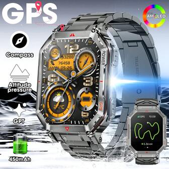 Hwagol 2025 NEW Upgraded GPS Smart Watch (Answer/Call) 2.01 Inch (Approx. 5cm) HD Display, Men's Smart Watch, Fitness Tracker, 100+ Sports Modes, Sleep Monitor, Pedometer,GPT Smart Watch For Android IOS, 450mAh Big Battery