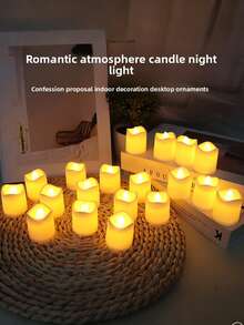 24 pièces - Bougie LED sans flamme de couleur chaude, veilleuse décorative, bougie électronique blanc chaud pour la Saint-Valentin, la demande en mariage, la décoration de la chambre de mariage, l'éclairage du dîner d'anniversaire, les bougies décoratives, la demande en mariage de la Saint-Valentin, la décoration de la chambre de mariage, la décoration de Noël, la décoration de la maison, la décoration de la chambre, la décoration de la chambre à coucher