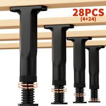 [Heavy-Duty   Adjustable] 4pcs Heavy-Duty Adjustable Bed Frame Support Legs   Versatile Furniture Center Board, Durable Plastic, Enhanced Grip   Suitable For Beds, Sofas, Dressers, Home Renovation Furniture Feet Pads (5.31"-8.66") - màu đen - Xem 1