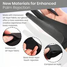 Digital Drawing Glove: 3-Layer Rejection, Two-Finger Artist Glove Drawing Tablet,, Paper Sketching, Fits Left And Right Hand, Includes Cleaning Cloth (2-Pack, Medium, Black) - Midnight Ink - View 3