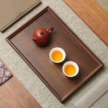 Service Tray For Serving Dishes, 1pc Vintage Bamboo Wood Tray, Dark Walnut Rectangular Serving Tray - Bamboo Composite Sturdy Water-Resistant Tray For Home, Restaurant, Hotel & Display - 棕色 - 查看 5
