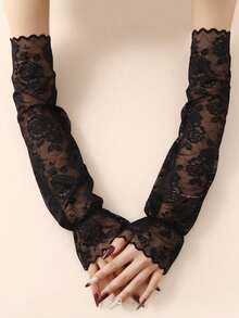 1 Coppia di Guanti Senza Dita Sexy in Rete con Strass per Donne, Alla Moda per Festival Musicali, Esibizioni sul Palco, Feste per Single, Ognissanti, Ruolo del Lupo