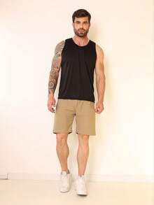 Bermuda Shorts Plain Imported Men's Ice Silk Gym Spandex Casual Yoga Shorts Quick Drying Fat Plus-Size G1 G2 G3 G4 - 杏色 - 查看 5
