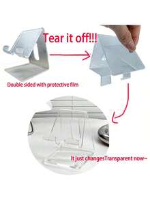 1 pieza Soporte y base de teléfono de escritorio de acrílico, decoración creativa, transparente, adecuado para teléfonos inteligentes y tabletas (retire la película protectora) - Multicolor - Ver 7