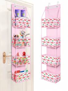 Estantería colgante de pared de 4 niveles con patrón de cerezos rosas, gran capacidad con ventana transparente, adecuada para habitación, baño, armario, dormitorio, dormitorio, puede almacenar pañales, juguetes - Amor cereza-rosa - Ver 8