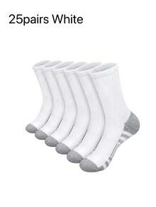 60pcs/50pcs Comfortable Sports Tennis Socks For Men, Suitable For Outdoor And Casual Wear, All Season, White Antibacterial Odor-Resistant Moisture-Wicking Athletic Socks, Thick And Comfortable For Daily Wear, Unisex Casual Socks, Cute Socks, Girls Socks, Autumn/Winter & Spring/Autumn, Mesh Details, Channeling Design, Moisture-Wicking, Soft And Smooth, Suitable For Holidays, Sports, Casual, Business And Daily Wear, Can Be Worn Year-Round, 40pcs/30pcs/24pcs/20pcs/16pcs/12pcs/10pcs/8pcs/6pcs/4pcs/2pcs - 彩色 - 查看 14