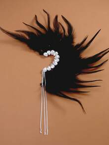 1pc Retro Feather Tassel Earrings, Bohemian European & American Fashion Creative Earrings