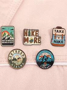 5入組牛仔朋克創意動物風景胸針服飾配件金屬徽章牛頭帽子靴子徽章