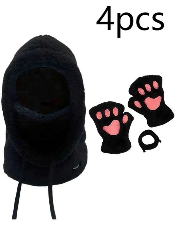 Conjunto de 4 gorros de pelúcia para inverno - Conjunto fofo, quentinho e confortável, perfeito para deslocamento diário, esqui, equipamentos para atividades ao ar livre | Design divertido | Leve, acessórios de inverno, adequado para meninos e meninas