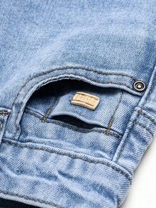 Boys' Classic Dark Washed Blue Straight Leg Jeans, Suitable For Summer & Autumn - Medium Wash - View 8