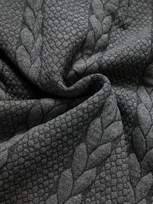 男士休闲纹理四分之一扣套头卫衣，简约时尚男士卫衣，长袖上衣 - 深灰色 - 查看 7