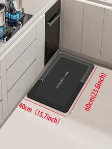 Una alfombrilla de cocina de gel de sílice con diseño de marco gris y negro, antifatiga, antideslizante, absorbente, de secado rápido, adecuada para cocina, baño, lavandería, entrada, etc., decoración de habitación