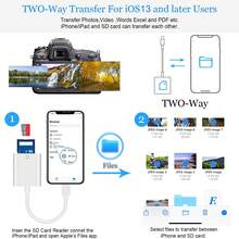 与 iPhone 兼容的 SD 卡读卡器，具有 SD/TF 卡双插槽的存储卡读卡器即插即用游戏相机 SD 卡查看器 Lightning 至 MicroSD 卡相机适配器与 iPad 兼容无需应用程序 - 白色 - 查看 11