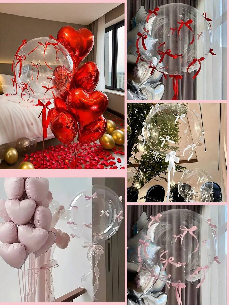 Bộ trang trí bóng bay nơ Pom Pom, bóng bay lá kim loại hình trái tim, bóng bay trong suốt có nơ màu hồng, thích hợp cho đám cưới, sinh nhật, tiệc ngày lễ tình nhân, cầu hôn, kỷ niệm, năm mới, trang trí Giáng sinh, phông nền chụp ảnh, trang trí phòng, Halloween, Giáng sinh - Nhiều màu - Xem 1